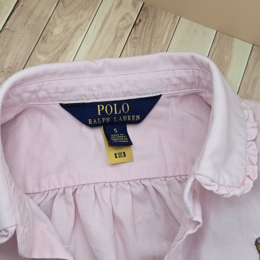 Polo by Ralph Lauren Light Pink Ruffle-Collar Button-Down Shirt - Picture 6 of 6